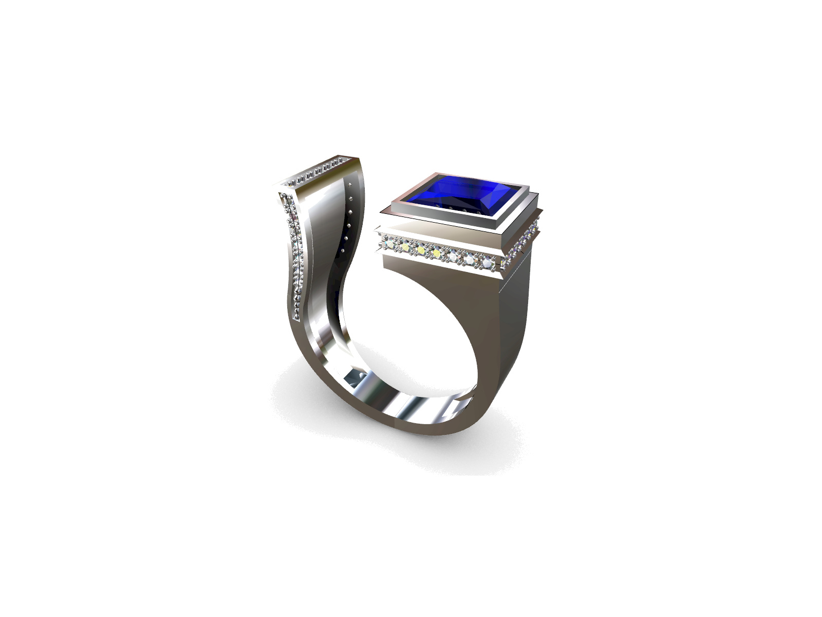 Architectural silver ring CAD visualization